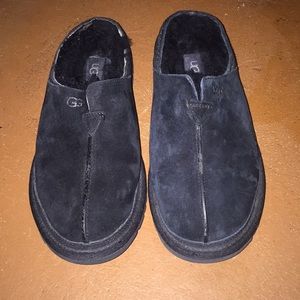 UGG black mule slippers suede fleece lined